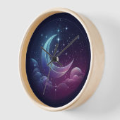 壁時計、10"円形天然木枠 壁時計 (傾斜)