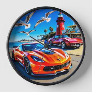 壁時計、10"円形天然木枠 壁時計