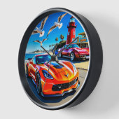 壁時計、10"円形天然木枠 壁時計 (傾斜)