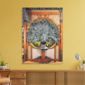 壁画の中央パネルから出る孔雀 キャンバスプリント (インサイチュ (リビング))