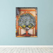 壁画の中央パネルから出る孔雀 キャンバスプリント (インサイチュ (ウッドフロア))