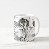 壁画の手描きサファリパノラマビュー、アフリカンラ コーヒーマグカップ (正面右)