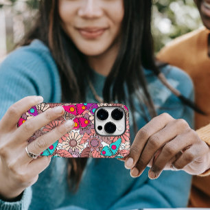 壁画ドードルアート蝶と花のカラフル Case-Mate iPhone 14 PROケース