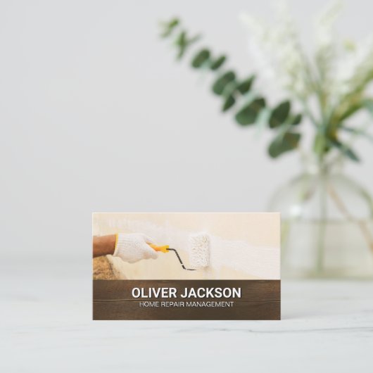 壁画家 |木製の背景 名刺 (スタンド正面)