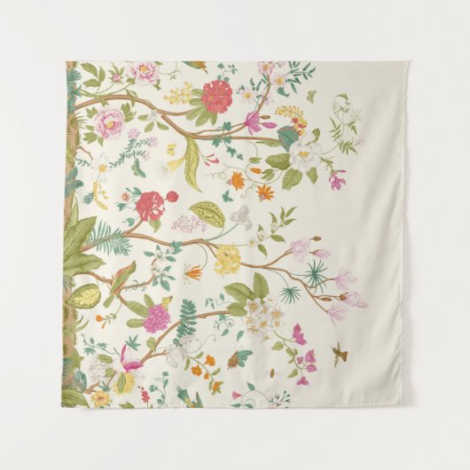 壁画開花咲く木。ヴィンテージフローラ タペストリー (正面(横))