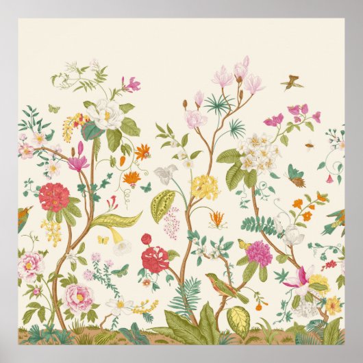 壁画開花咲く木。ヴィンテージフローラ ポスター (正面)