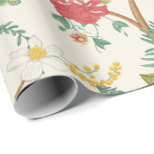 壁画開花咲く木。ヴィンテージフローラ ラッピングペーパー (ロールコーナー)