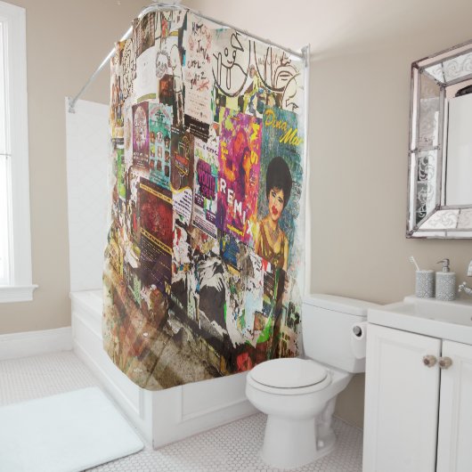 壁画、掲示板、パイクプレースマーケット、シアトル シャワーカーテン (インサイチュ)