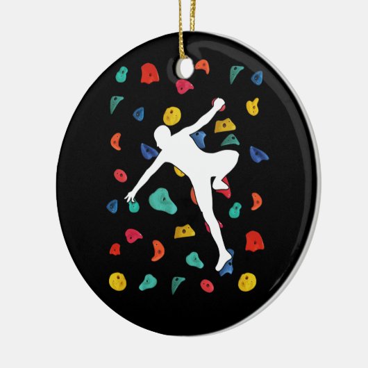 壁登山屋内の岩登りアクションスポーツ セラミックオーナメント (左)