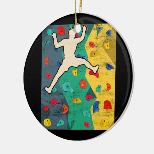 壁登山屋内ロッククライマーズアクションスポーツA セラミックオーナメント (左)