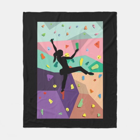 壁登山屋内ロッククライマーズアクションスポーツA フリースブランケット (正面)