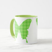 壁紙に蝶プリント – ライムグリーン マグカップ (正面左)