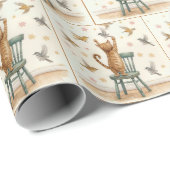 壁紙に鳥を捕まえるジンジャー猫 ラッピングペーパー (ロールコーナー)