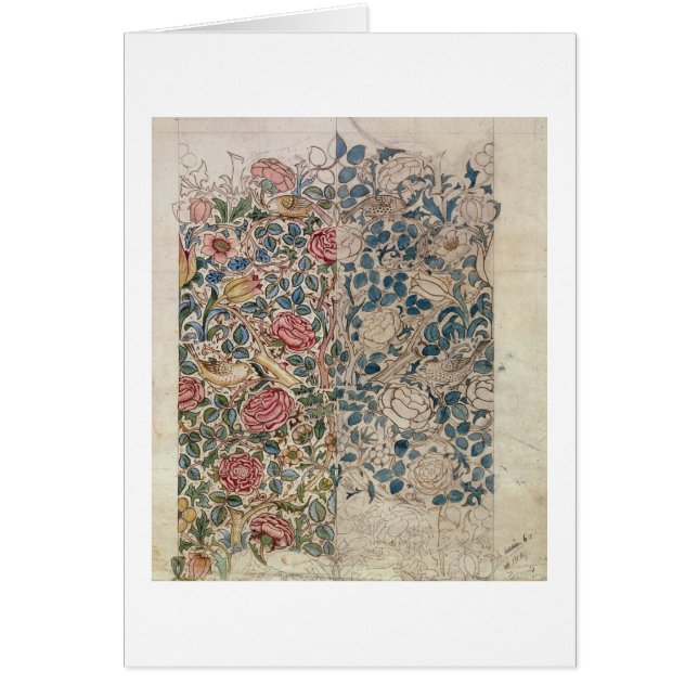 壁紙のデザインは「上がりました」(紙の鉛筆およびw/c) (正面)