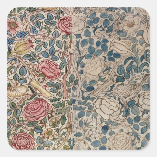 壁紙のデザインは「上がりました」(紙の鉛筆およびw/c) スクエアシール (正面)