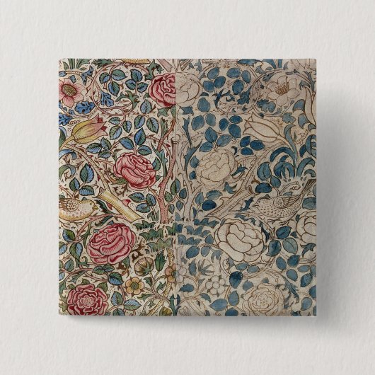 壁紙のデザインは「上がりました」(紙の鉛筆およびw/c) 缶バッジ (正面)