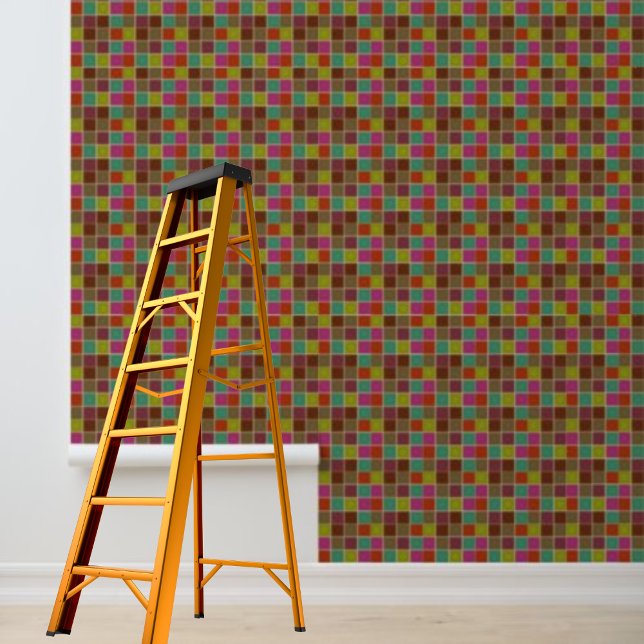 壁紙の色数々のの正方形を剥く 壁紙 (Peel and stick wallpaper multi-colored squares wallpaper)