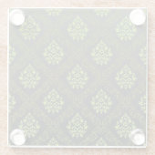 壁紙の花柄の緑 ガラスコースター (裏面)