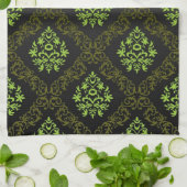 壁紙の花柄の緑 キッチンタオル (折り畳み)