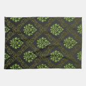 壁紙の花柄の緑 キッチンタオル (横)
