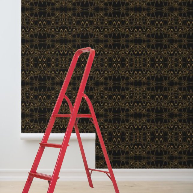 壁紙の黒い茶色の波のパターンを剥がして貼る 壁紙 (Peel and stick wallpaper black brown waves pattern wallpaper)