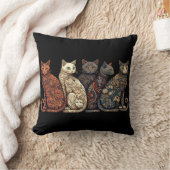 壁紙スタイルに猫のビクトリアングループ クッション (ブランケット)