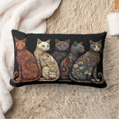 壁紙スタイルに猫のビクトリアングループ ランバークッション (ブランケット)