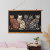壁紙スタイルに猫のビクトリアングループ 吊り下げ型タペストリー (寝室)