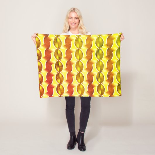 壁紙レトロオレンジ1970 フリースブランケット (インサイチュ)