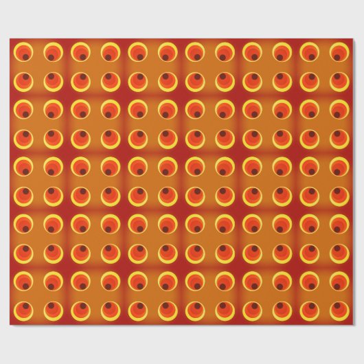 壁紙レトロオレンジ、赤1970 ラッピングペーパー (フラット)
