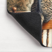 壁紙上の鳥観察ネコ マウスパッド (コーナー)