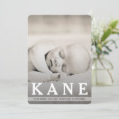 壁紙男の赤ちゃん誕生発表写真カード 案内状 (スタンド正面)