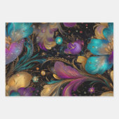 壁紙複雑な花紫色 ラッピングペーパーシート (正面3)