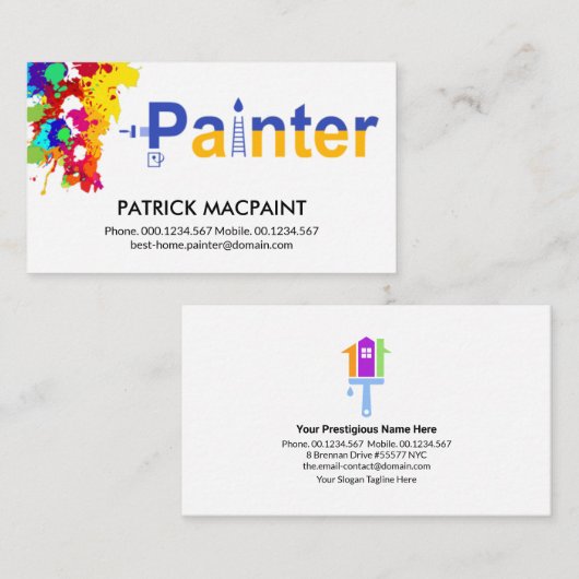 壁絵を描(ばちゃばちゃ)跳ねるクリエイティブ絵画看板 名刺 (正面/裏面)