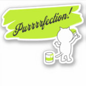 壁絵画に子猫の「パーレフェクション！」 シール (正面)
