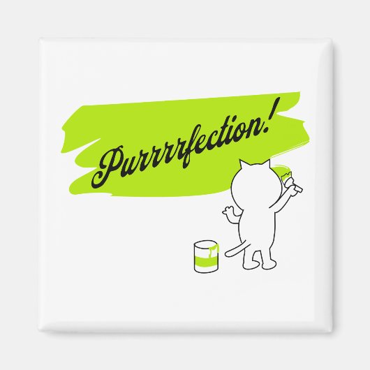 壁絵画に子猫の「パーレフェクション！」 マグネット (正面)