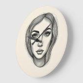 壁芸術的時計（白黒） ラージ壁時計 (傾斜)