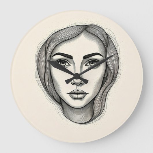 壁芸術的時計（白黒） ラージ壁時計 (正面)