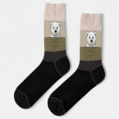 壁、ベージュ、ダークカラーを見下ろすクマ ソックス (左)