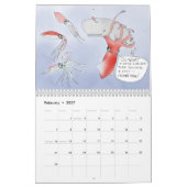 壁：野生生物の漫画 カレンダー (2月 2027)