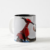 壁、Stromboliの島による赤いスクータ、 ツートーンマグカップ (正面左)