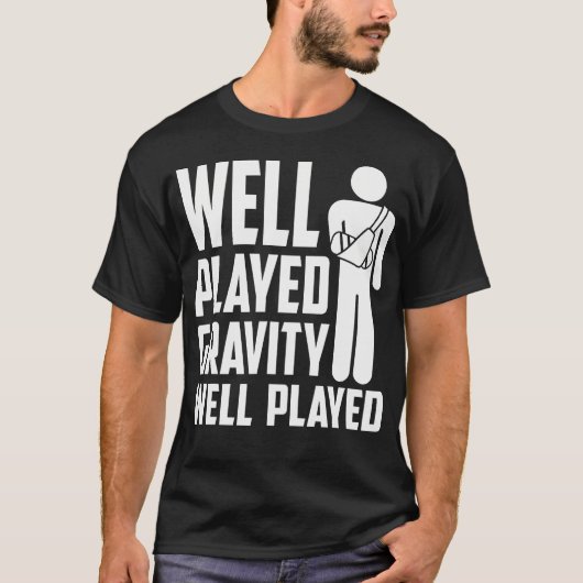 壊おもしろいれた腕デザイン女男性へ性キッズ肘B Tシャツ (正面)