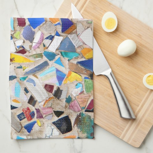 壊れたカラフル陶器壁写真は非常に珍しい キッチンタオル (四つ折り)