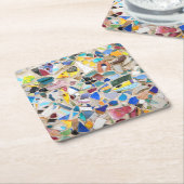 壊れたカラフル陶器壁写真は非常に珍しい スクエアペーパーコースター (アングル)