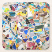 壊れたカラフル陶器壁写真は非常に珍しい スクエアペーパーコースター (正面)
