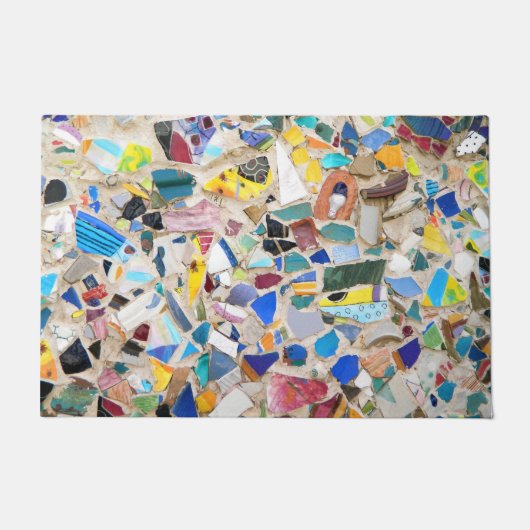 壊れたカラフル陶器壁写真は非常に珍しい ドアマット (正面)