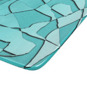 壊れたガラスティール（緑がかった色）ガラス カッティングボード (角)