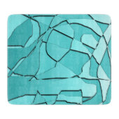 壊れたガラスティール（緑がかった色）ガラス カッティングボード (正面)