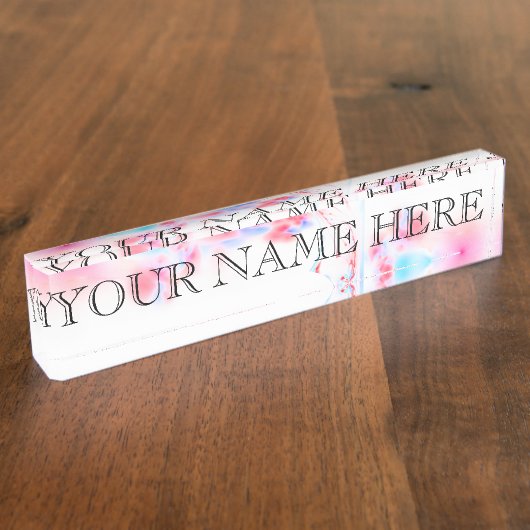 壊れたガラスフラクタルの名札の反射 デスクネームプレート (側面)