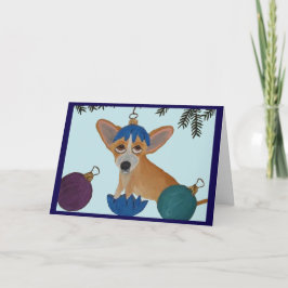 壊れたクリスマスオーナメントに入ったチワワ カード